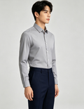 Wrinkle Resistant Breathable Button Down Shirt & Draped Formal Trousers 2 Piece Outfit, Male Offic