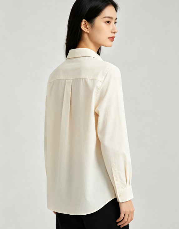Minimalist Solid Color Long Sleeve Shirt, Elegant Office Daily Wear Loose Fit Button Blouse for Women